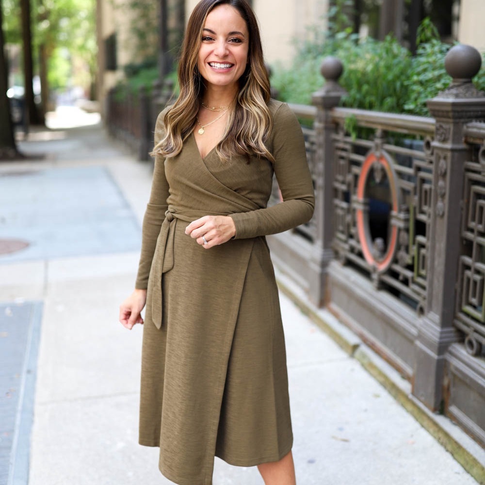 Banana Republic Olive Green Wrap Dress - Size Small